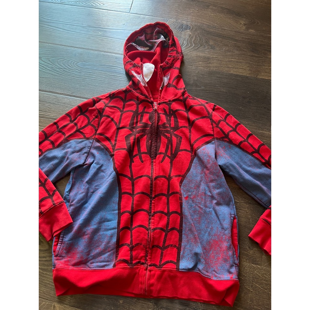 Marvel Spiderman Hoodie Kids XL Red Blue Full Zip Mask Hood Superhero 2012